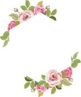 floral frame with beautiful pink roses vector