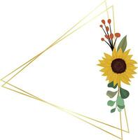 floral frame with with sunflowers and leaves vector