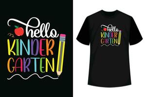 niños Hola jardín de infancia Primero día de jardín de infancia lápiz camiseta vector