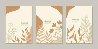 book cover mockup layout design with hand drawn botanical decorations. abstract floral background. size A4 For notebooks, school books, planners, brochure, catalogs vector
