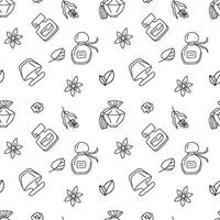 Seamless vector pattern perfume in doodle style.