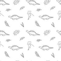 Seamless vector pattern dinosaur in doodle style