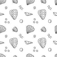 Seamless vector pattern mussels, oysters