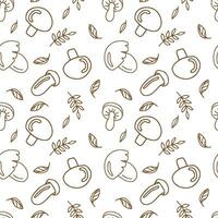 Seamless vector pattern mushrooms in doodle style.
