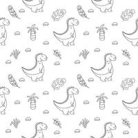 Seamless vector pattern dinosaur in doodle style