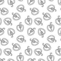 Hand drawn seamless pattern bell pepper. vector