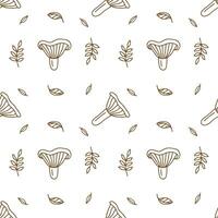 Seamless vector pattern mushrooms in doodle style.