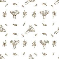 Seamless vector pattern mushrooms in doodle style.