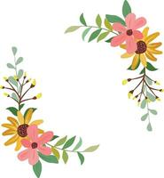 wreath of wild flowers and leaves vector