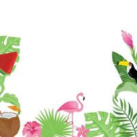 verano frontera diseño con tropical hojas decoración vector