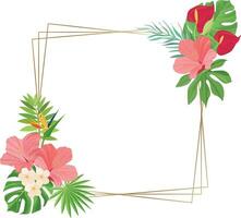 summer frame design with tropical leaves decoration vector