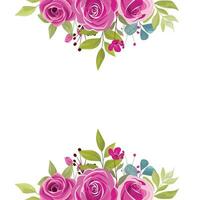 wedding frame with beautiful rose bouquet decoration vector
