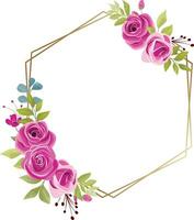 wedding frame with beautiful rose bouquet decoration vector