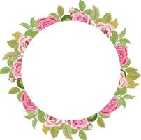 floral frame with beautiful pink roses vector