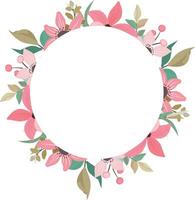 wedding frame with wild pink flowers vector