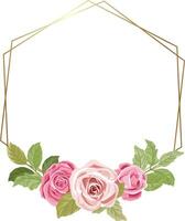 floral frame with beautiful pink roses vector