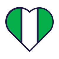 Nigeria bandera festivo patriota corazón contorno icono vector
