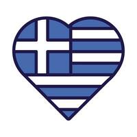 Greece Flag Festive Patriot Heart Outline Icon vector