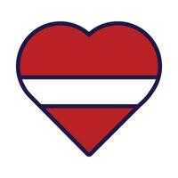 Letonia bandera festivo patriota corazón contorno icono vector