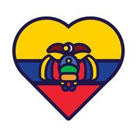 Ecuador bandera festivo patriota corazón contorno icono vector
