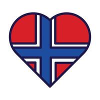 Noruega bandera festivo patriota corazón contorno icono vector