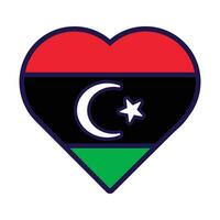 Libia bandera festivo patriota corazón contorno icono vector