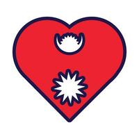 Nepal Flag Festive Patriot Heart Outline Icon vector