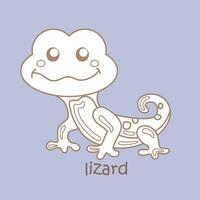 Alphabet L For Lizard Vocabulary School Lesson Cartoon Digital Stamp Outline vector