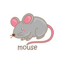 Alphabet M For Mouse Vocabulary School Lesson Cartoon Illustration Vector Clipart Sticker