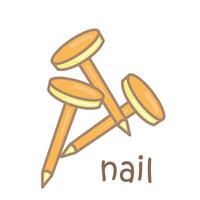 Alphabet N For Nail Vocabulary School Lesson Cartoon Illustration Vector Clipart Sticker