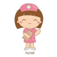 Alphabet N For Nurse Vocabulary School Lesson Cartoon Illustration Vector Clipart Sticker