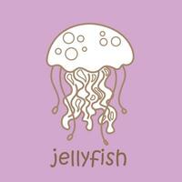 Alphabet J For Jellyfish Vocabulary School lesson Cartoon Digital Stamp Outline vector