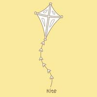Alphabet K For Kite Vocabulary School lesson Cartoon Digital Stamp Outline vector