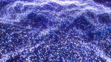 Blue waves from energy particles magical glowing high tech futuristic light dots abstract background video