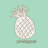 Alphabet P For Pineapple Vocabulary School Lesson Cartoon Digital Stamp Outline vector