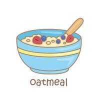 Alphabet O For Oatmeal Vocabulary School Lesson Cartoon Illustration Vector Clipart Sticker