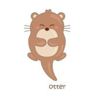 Alphabet O For Otter Vocabulary School Lesson Cartoon Illustration Vector Clipart Sticker