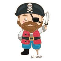 alfabeto pags para pirata vocabulario colegio lección dibujos animados ilustración vector clipart pegatina