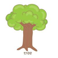 Alphabet T For Tree Vocabulary School Lesson Cartoon Illustration Vector Clipart Sticker