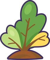 Flat Outline Green Turnip And Beet Leaves Icon vector