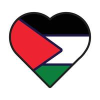 Palestine Flag Festive Patriot Heart Outline Icon vector