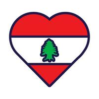 Lebanon Flag Festive Patriot Heart Outline Icon vector