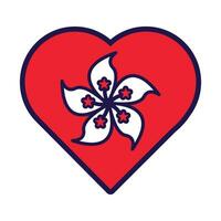 Hong Kong Flag Festive Patriot Heart Outline Icon vector