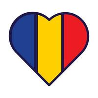 Romania Flag Festive Patriot Heart Outline Icon vector