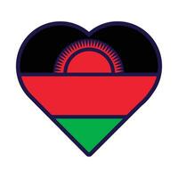 malawi bandera festivo patriota corazón contorno icono vector