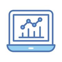 Growth chart inside laptop showing vector design of business chart in modern style