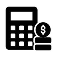 Calculator with coins denoting accounting concept vector, money calculation icon vector