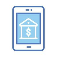 Bank inside mobile denoting concept icon of banking app, ready for premium use vector