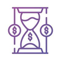 Dollars with hourglass showing concept vector of time is money, premium icon