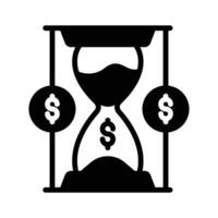 Dollars with hourglass showing concept vector of time is money, premium icon